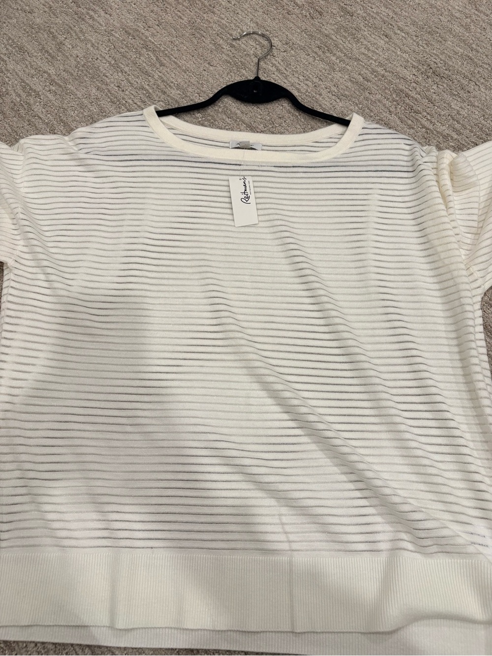 Reitmans Ivory Sheer Ribbed Dolman Sleeve Sweater Size L/G - Picture 4 of 11